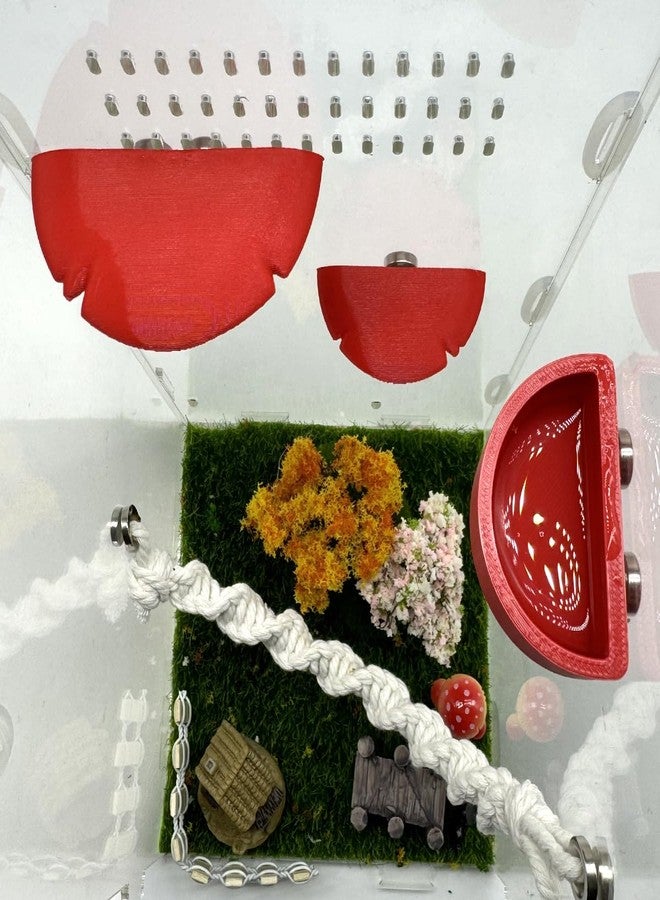Julang Jumping Spider Enclosure Accessories, 3 Pack Mushroom Shelf & Water Bowl with Magnets, Jumping Spider Climbing Platforms Habitat Decorate Accessories (Red) - Image 5